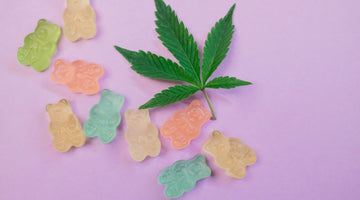 CBD gummies and cannabis leaf collection