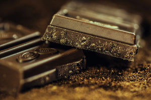 Close-up of dark chocolate bars