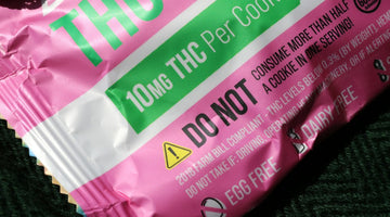 THC cookie package with dosage and warnings